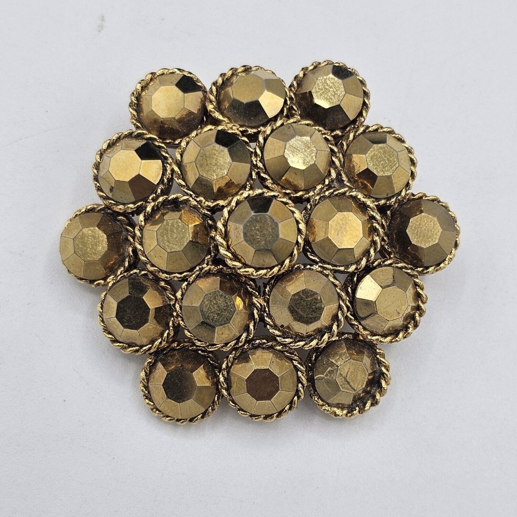 Vintage Unsigned Weiss Dimensional Foiled Faceted Glass Brooch Rootbeer Amber 28$